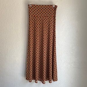 Lula Roe Maxi Skirt Orange Black Aqua Diamond Ptint Size M